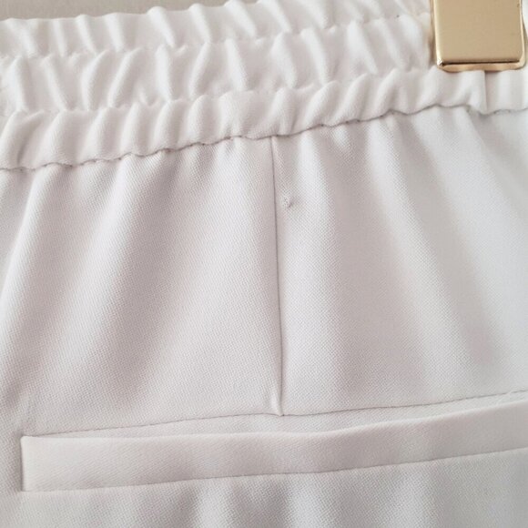 EUC Zara white casual pants with black pipe detailing and drawstring waist, S - Picture 9 of 10